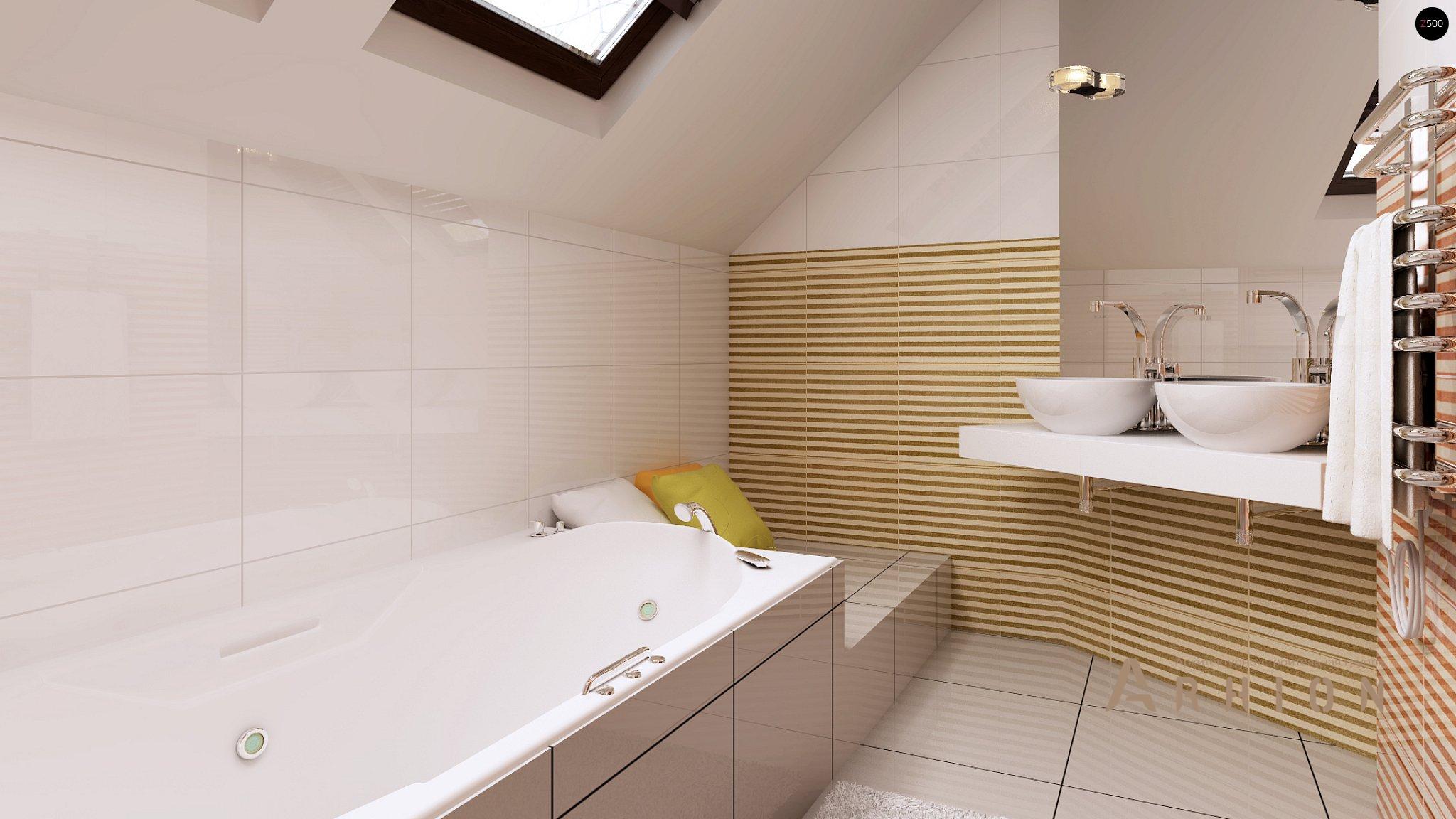 8. Проект одноэтажного дома в европейском стиле с двускатной кровлей, Z79 GP, площадью - 165 кв c мансардой, терассой, гаражом